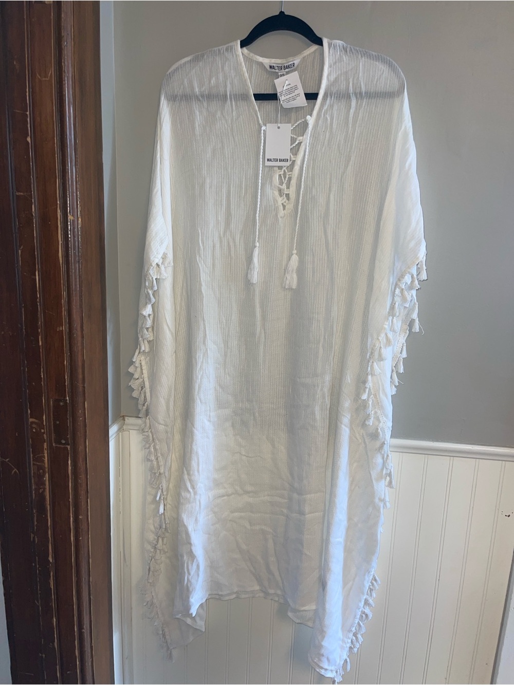 Walter Baker Ivory Acapulco Kaftan with Tassel Tie